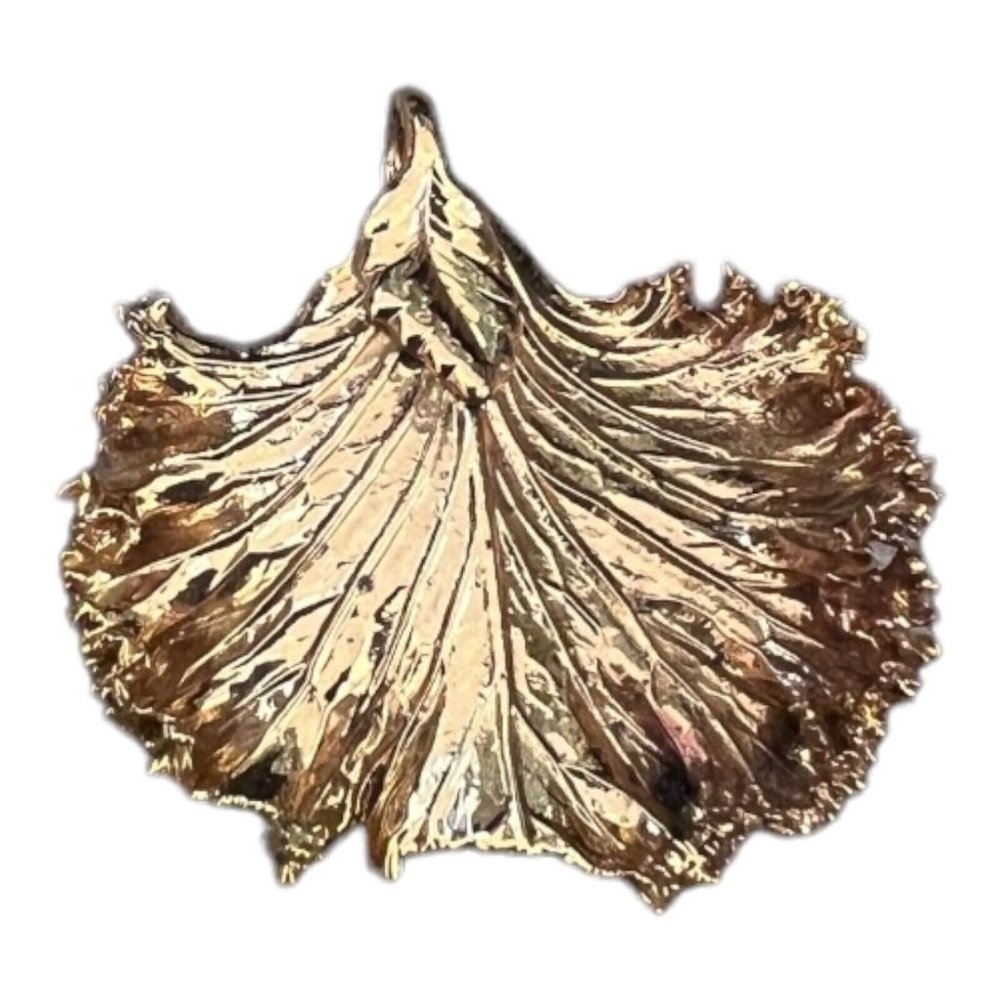 Ruffled Leaf Pendant Dipped In Gold Ruffled Width 1” X Length‎ 1 1/16”
